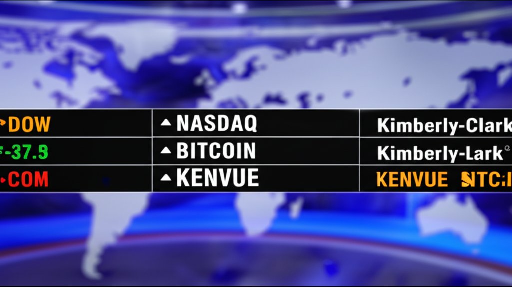 Stock Markets Mixed as Dow Dips, Bitcoin Falls Amid Kimberly-Clark's Kenvue Bid